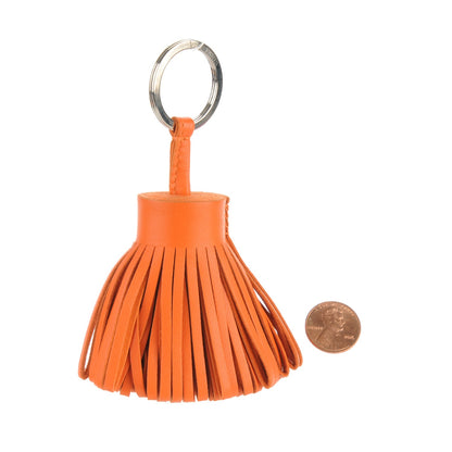 Hermes Lambskin Carmen Tassel Key Holder Feu Orange 2 of 3