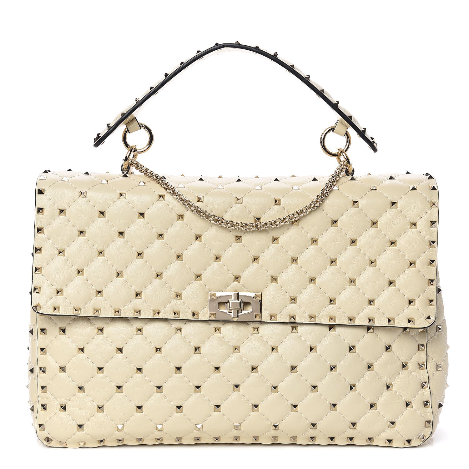 Valentino Garavani Nappa Maxi Rockstud Spike Shoulder Bag Light Ivory 1 of 11