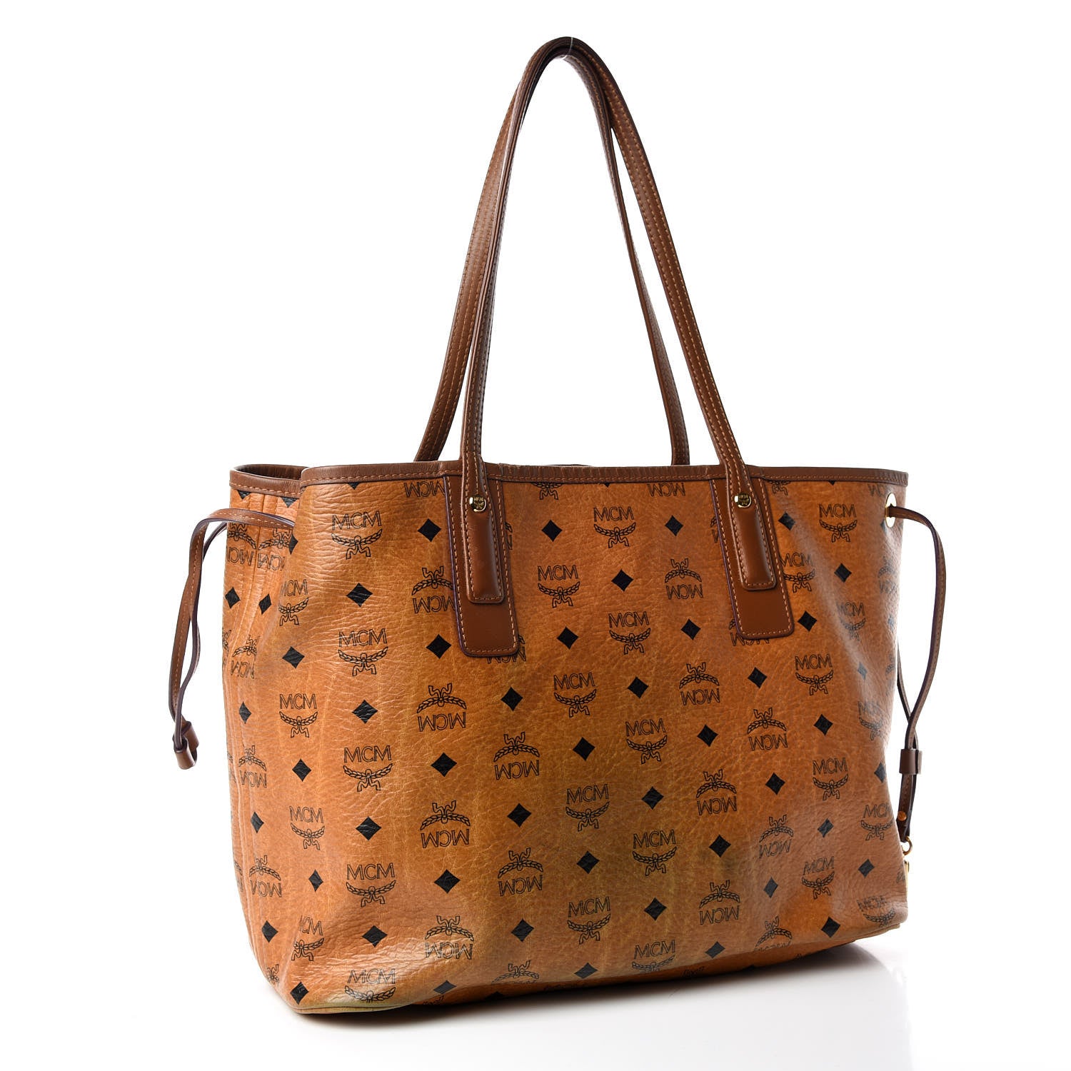 MCM Visetos Medium Liz Reversible Shopper Tote Cognac 7 of 39
