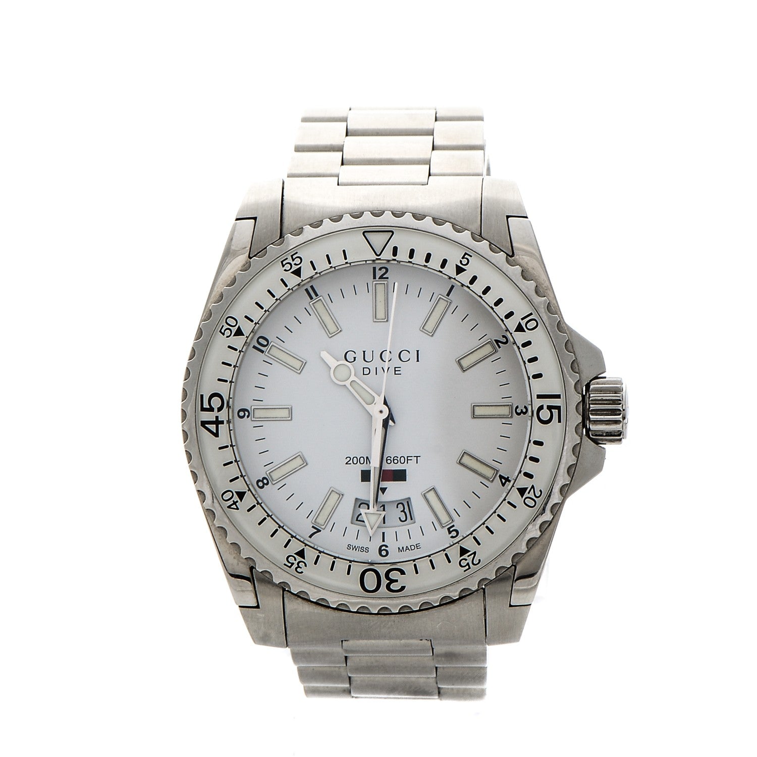 Gucci Stainless Steel 40mm Dive Quartz Watch White 1 of 6