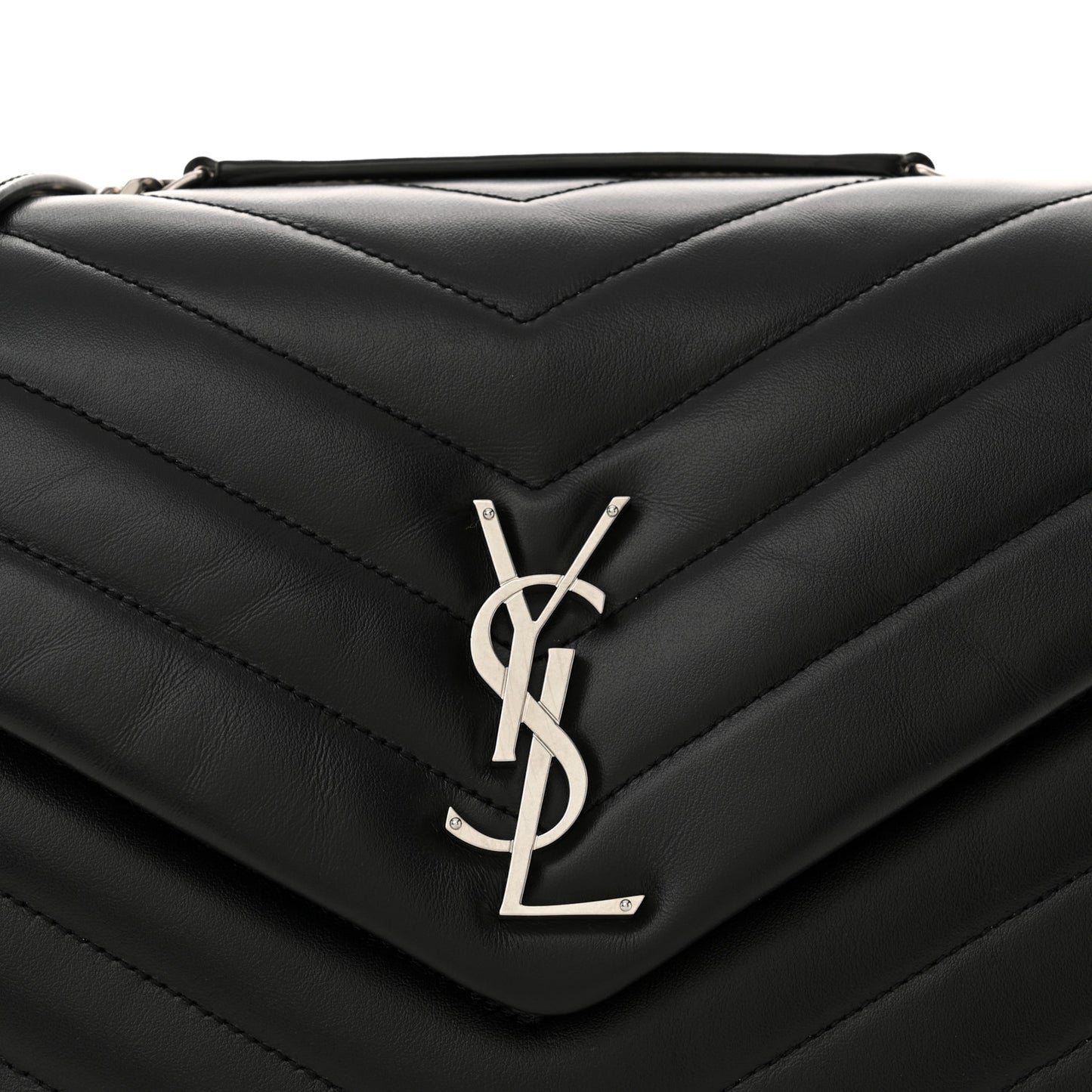 Calfskin Y Quilted Monogram Medium Loulou Chain Satchel Black