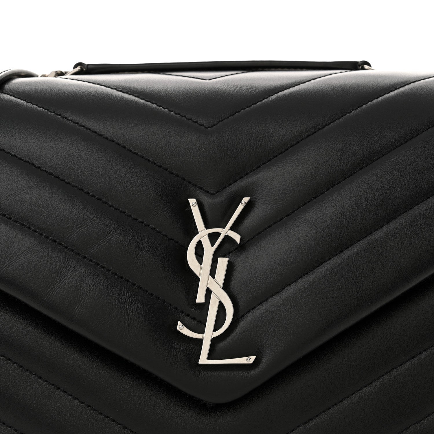 Saint Laurent Calfskin Y Quilted Monogram Medium Loulou Chain Satchel Black 8 of 10