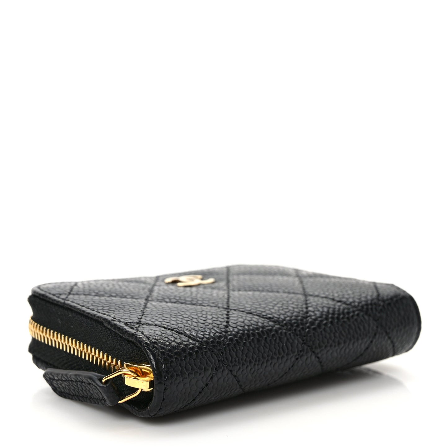 Caviar Quilted Zip Coin Purse Black