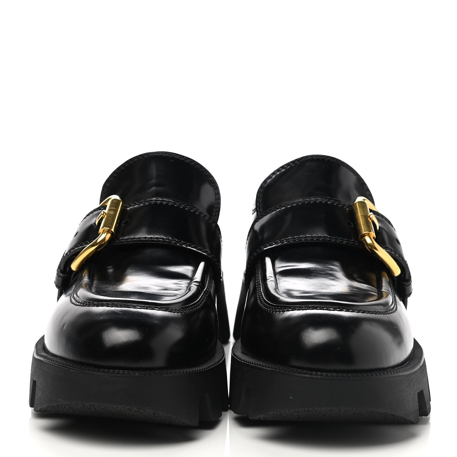Prada Spazzolato Buckled Loafers 38.5 Black 2 of 9