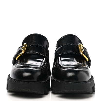 Prada Spazzolato Buckled Loafers 38.5 Black 2 of 9
