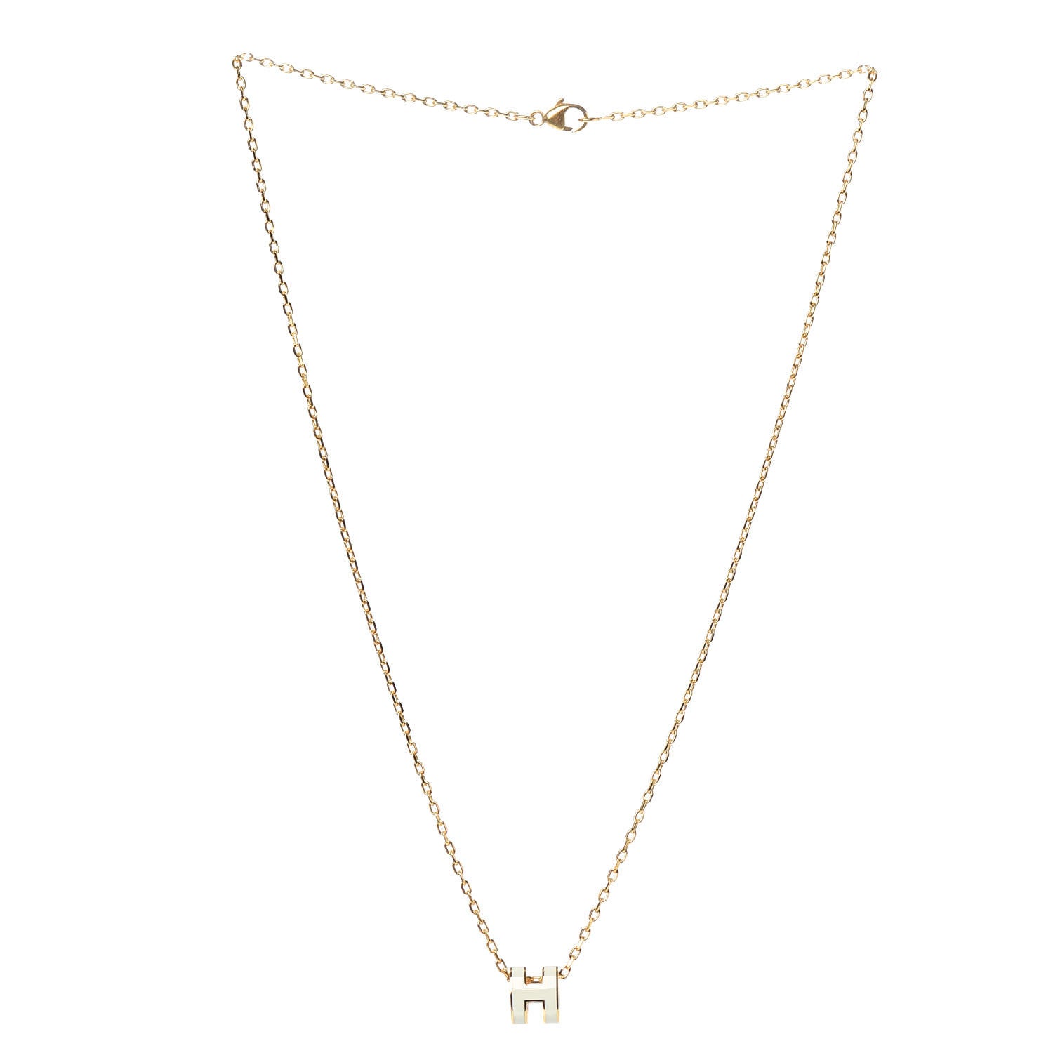 Hermes Lacquered Gold Mini Pop H Pendant Necklace White 3 of 6