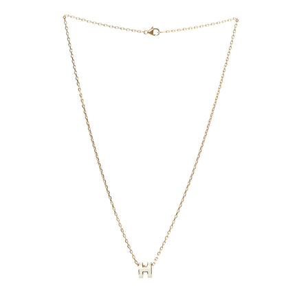 Hermes Lacquered Gold Mini Pop H Pendant Necklace White 3 of 6