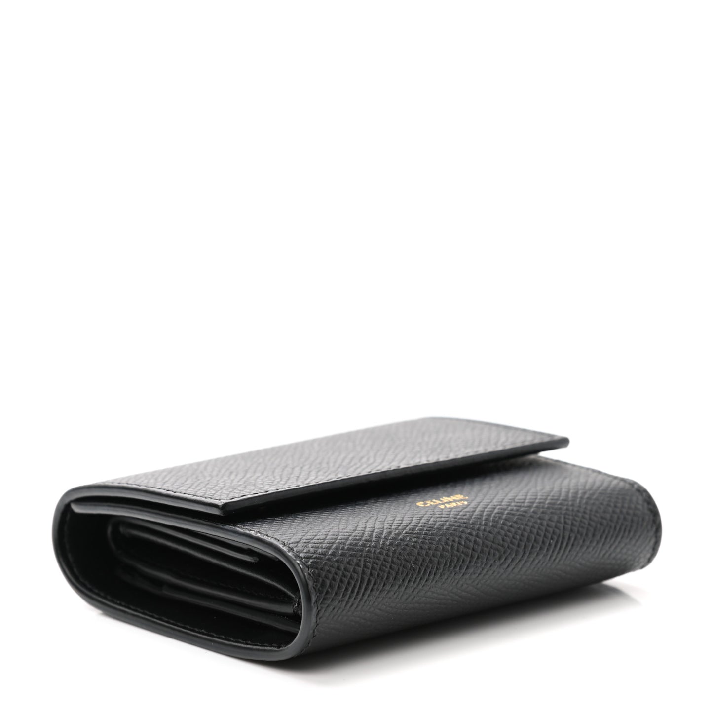 Grained Calfskin Small Multifunction Folded Wallet Black