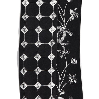 Chanel Silk CC Slim Bandeau Scarf Black White 3 of 4