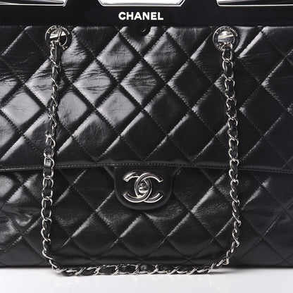 Chanel Glazed Calfskin Quilted Large CC Delivery Tote Black 8 of 10