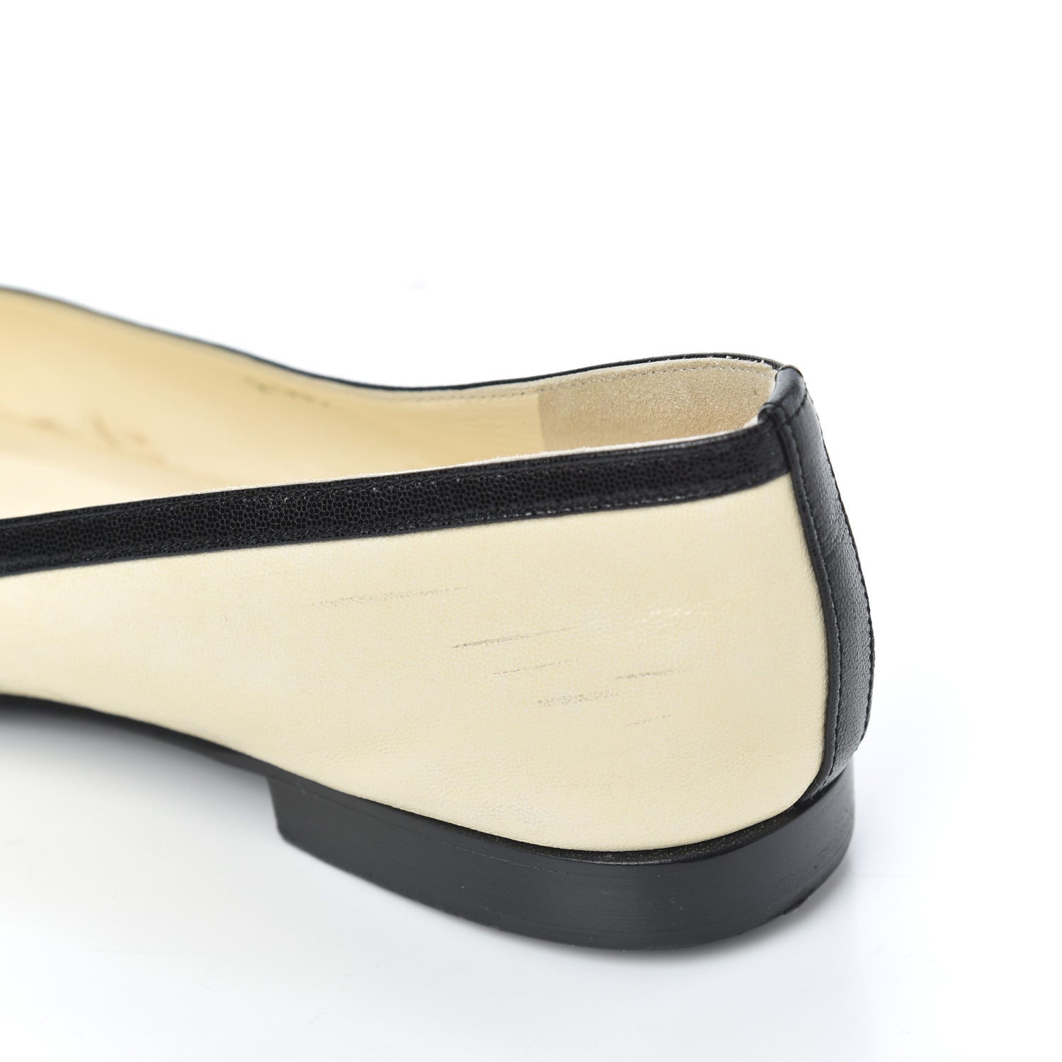 Chanel Goatskin Cap Toe Bow CC Ballerina Flats 36.5 Ivory Black 22 of 24