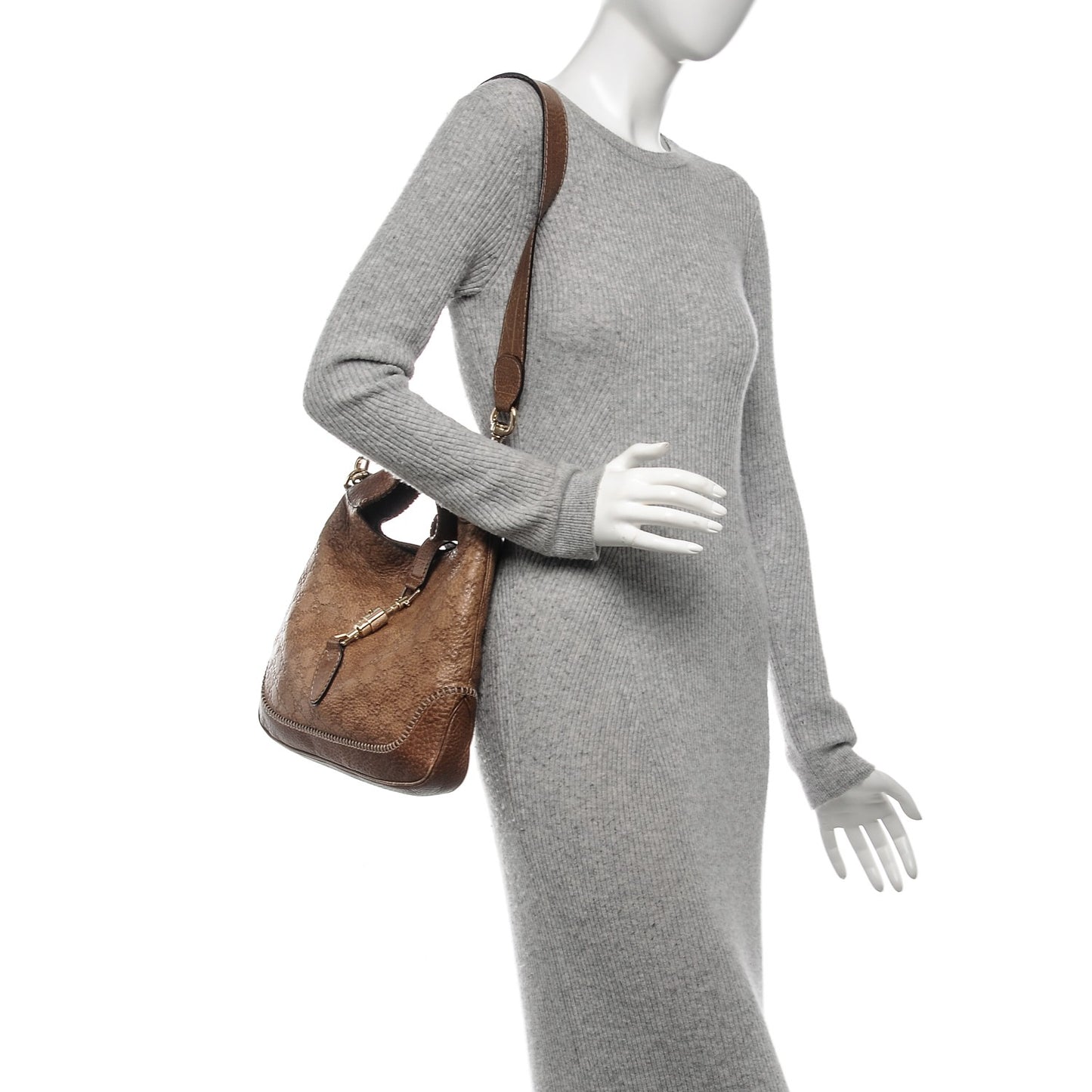 Guccissima Medium New Jackie Shoulder Bag Natural Brown