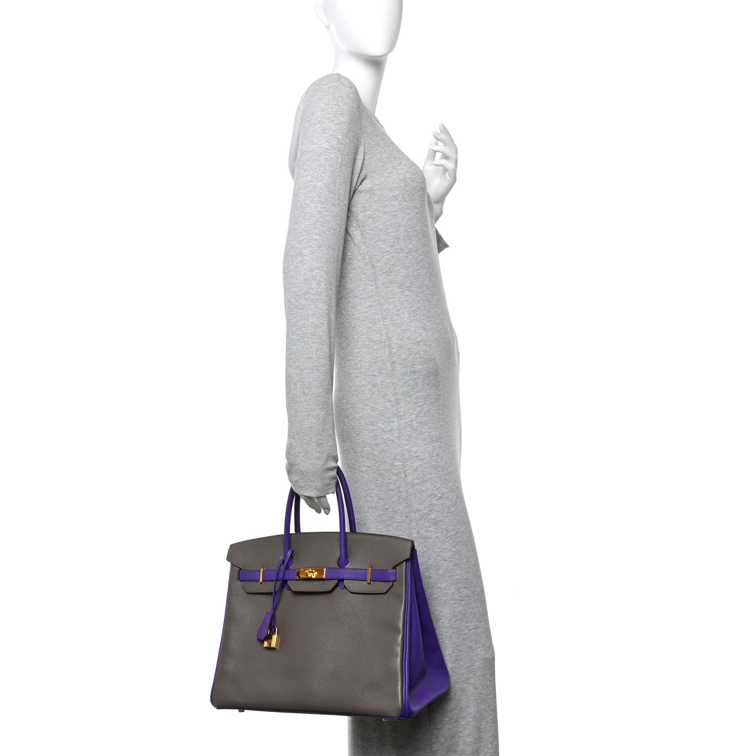Hermes Epsom Bi-Color Horseshoe Birkin 35 Etain Crocus 3 of 14