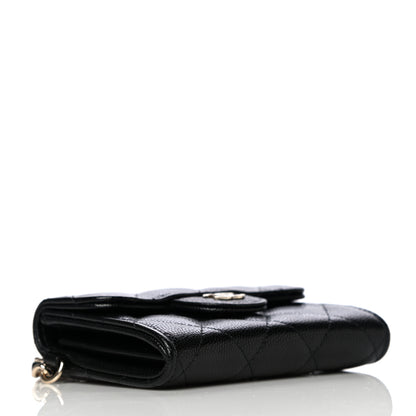 Chanel Caviar Quilted Flap Card Holder Chain Wristlet Black 4 of 12