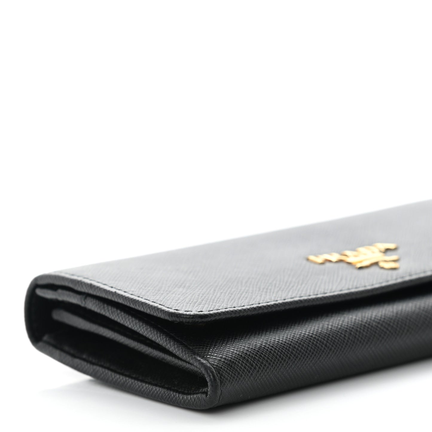 Saffiano Metal Continental Flap Wallet Black