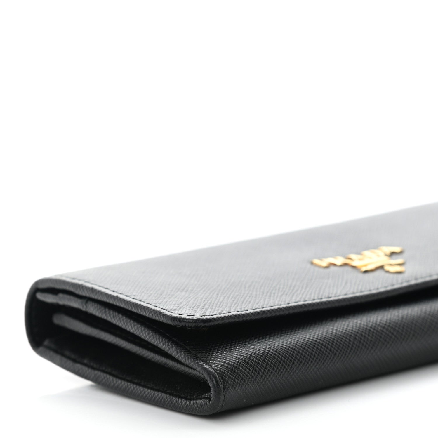Prada Saffiano Metal Continental Flap Wallet Black 9 of 10