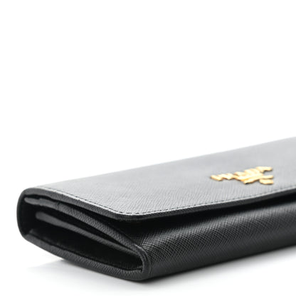 Prada Saffiano Metal Continental Flap Wallet Black 9 of 10