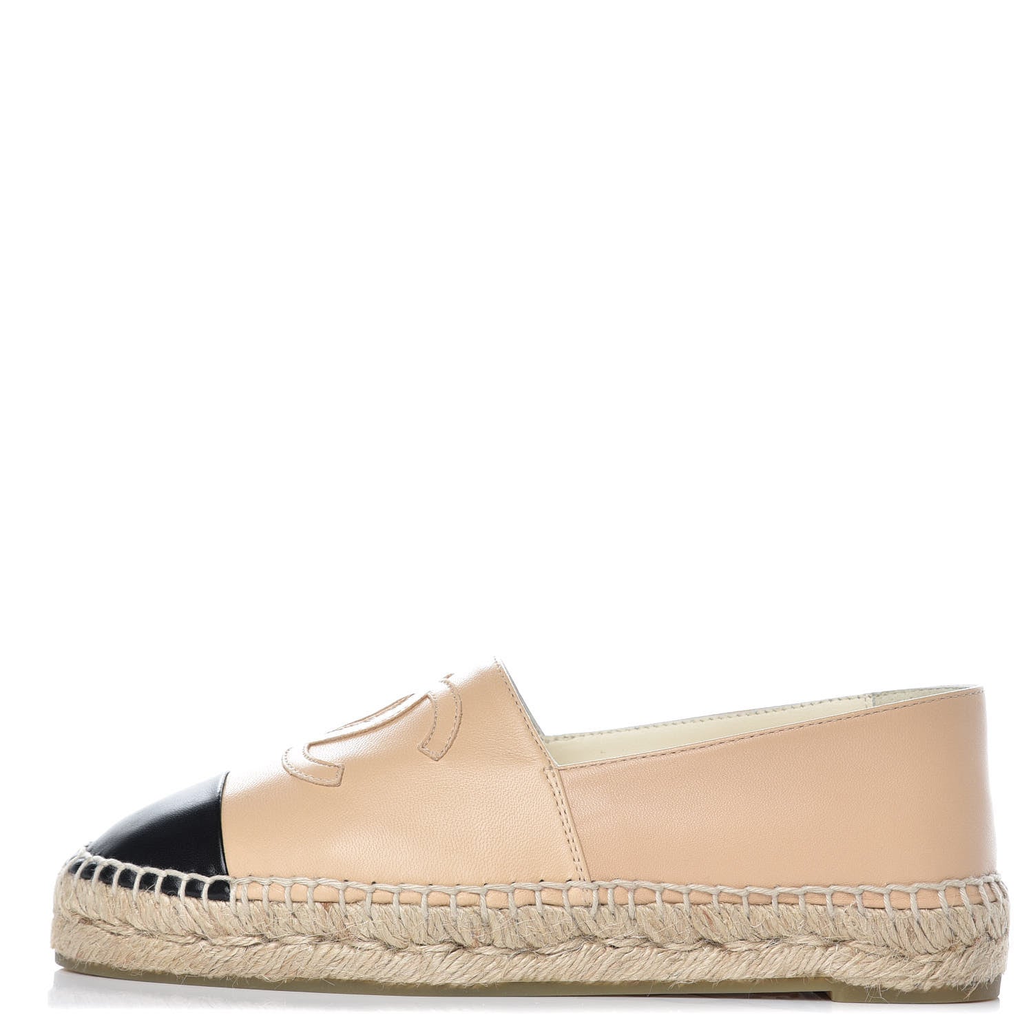 Chanel Lambskin CC Espadrilles 36 Beige Black 1 of 10