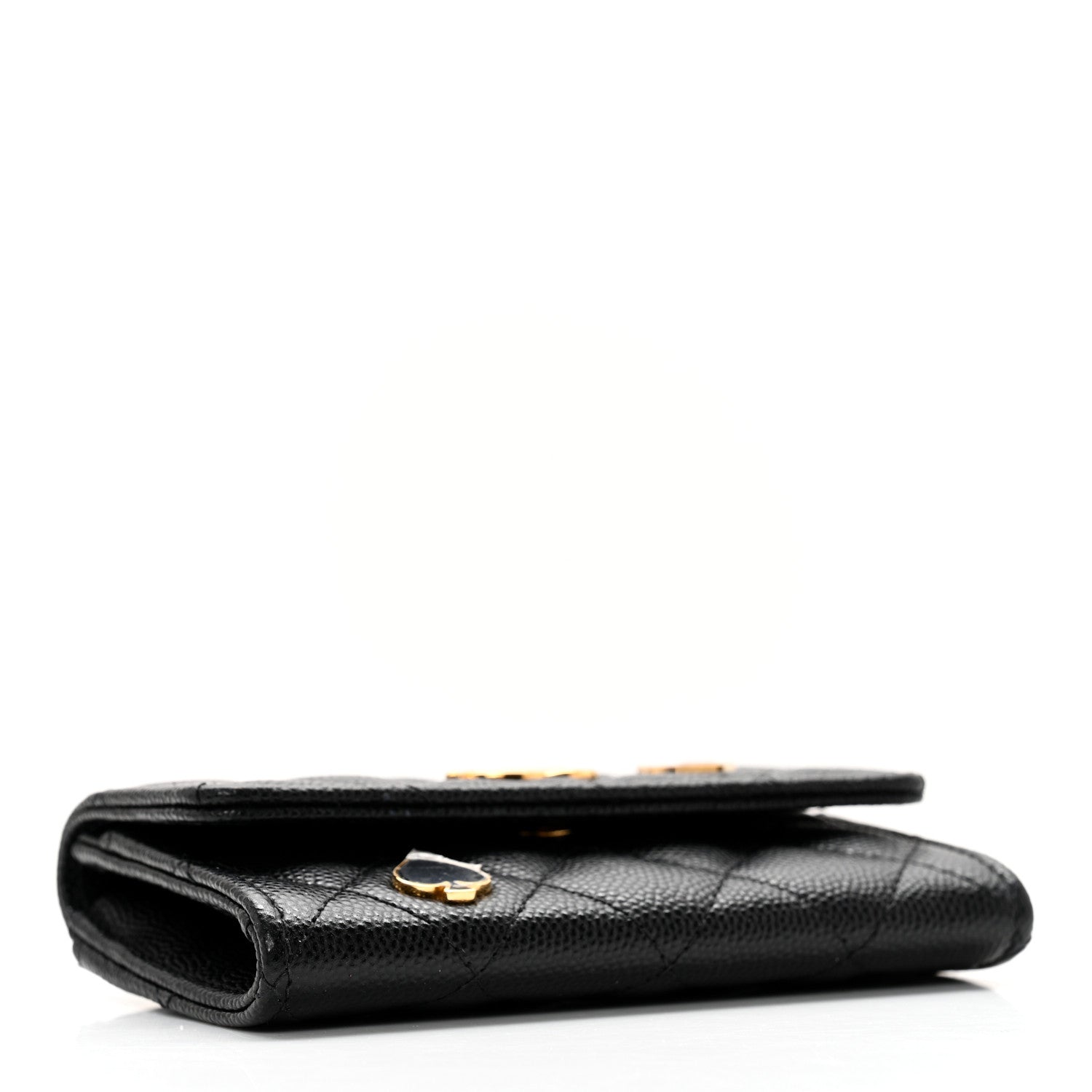 Chanel Caviar Quilted Enamel Coco Casino Flap Card Holder Wallet Black 4 of 10