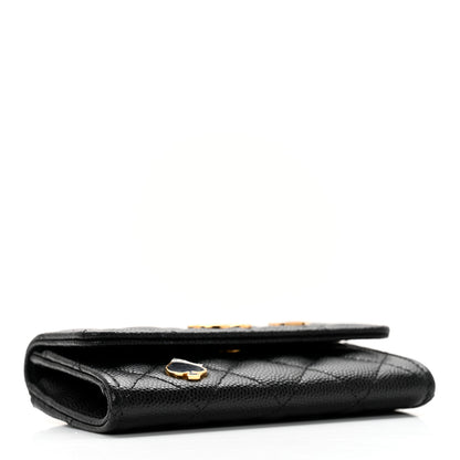 Chanel Caviar Quilted Enamel Coco Casino Flap Card Holder Wallet Black 4 of 10