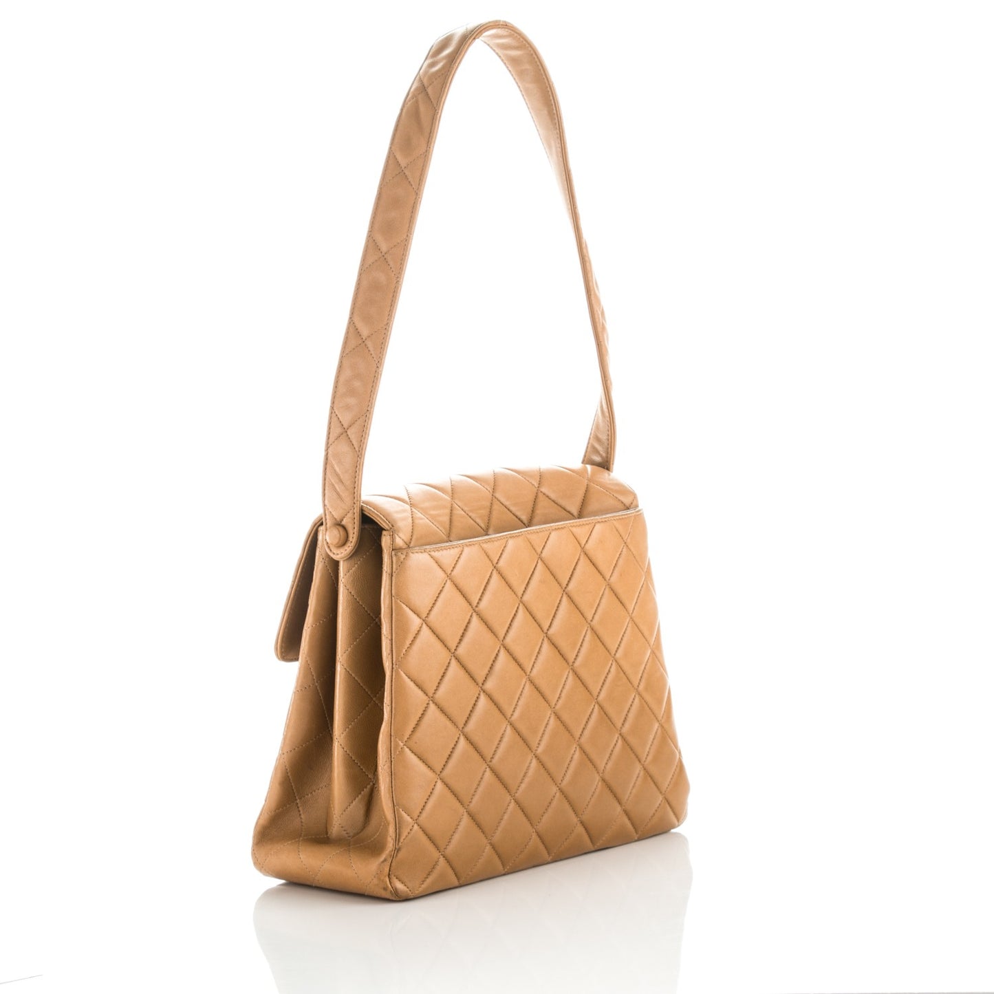 Lambskin Quilted Shoulder Bag Beige