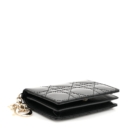 Christian Dior Patent Cannage Small Lady Dior Flap Card Holder Black 4 of 9