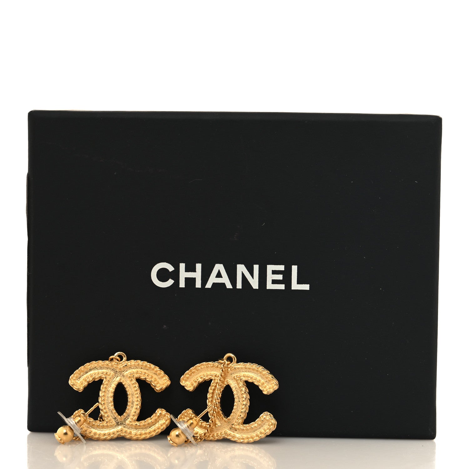 Chanel CC Drop Earrings Matte Gold 5 of 5