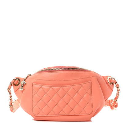Chanel Lambskin Quilted Bi Waist Bag Fanny Pack Orange 1 of 10