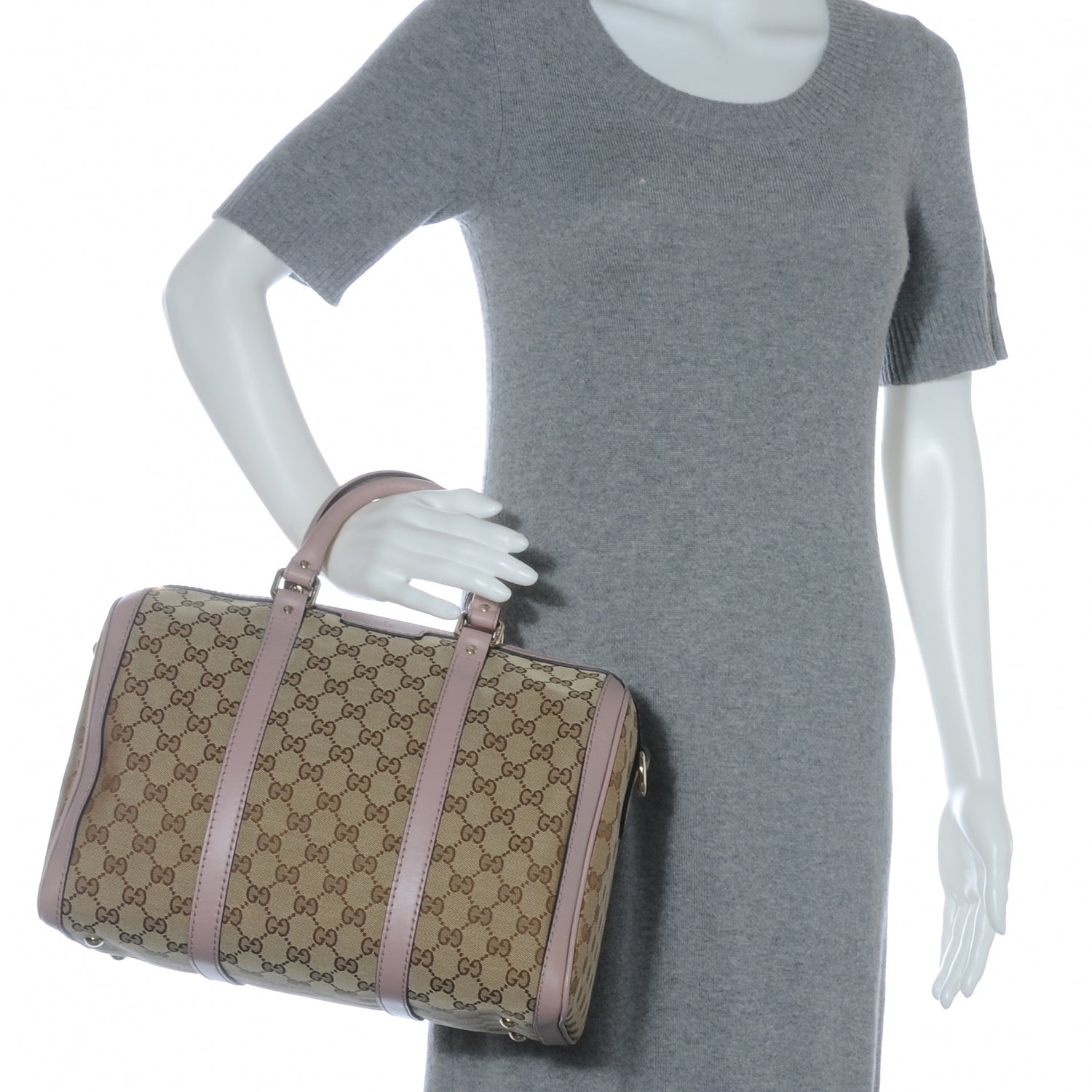 Gucci Monogram Vintage Web Medium Boston Light Pink 2 of 8