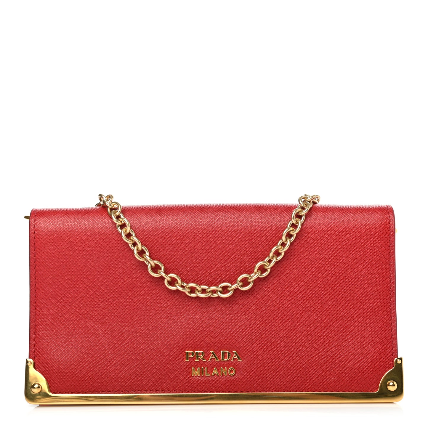 Saffiano Cahier Chain Wallet Fuoco