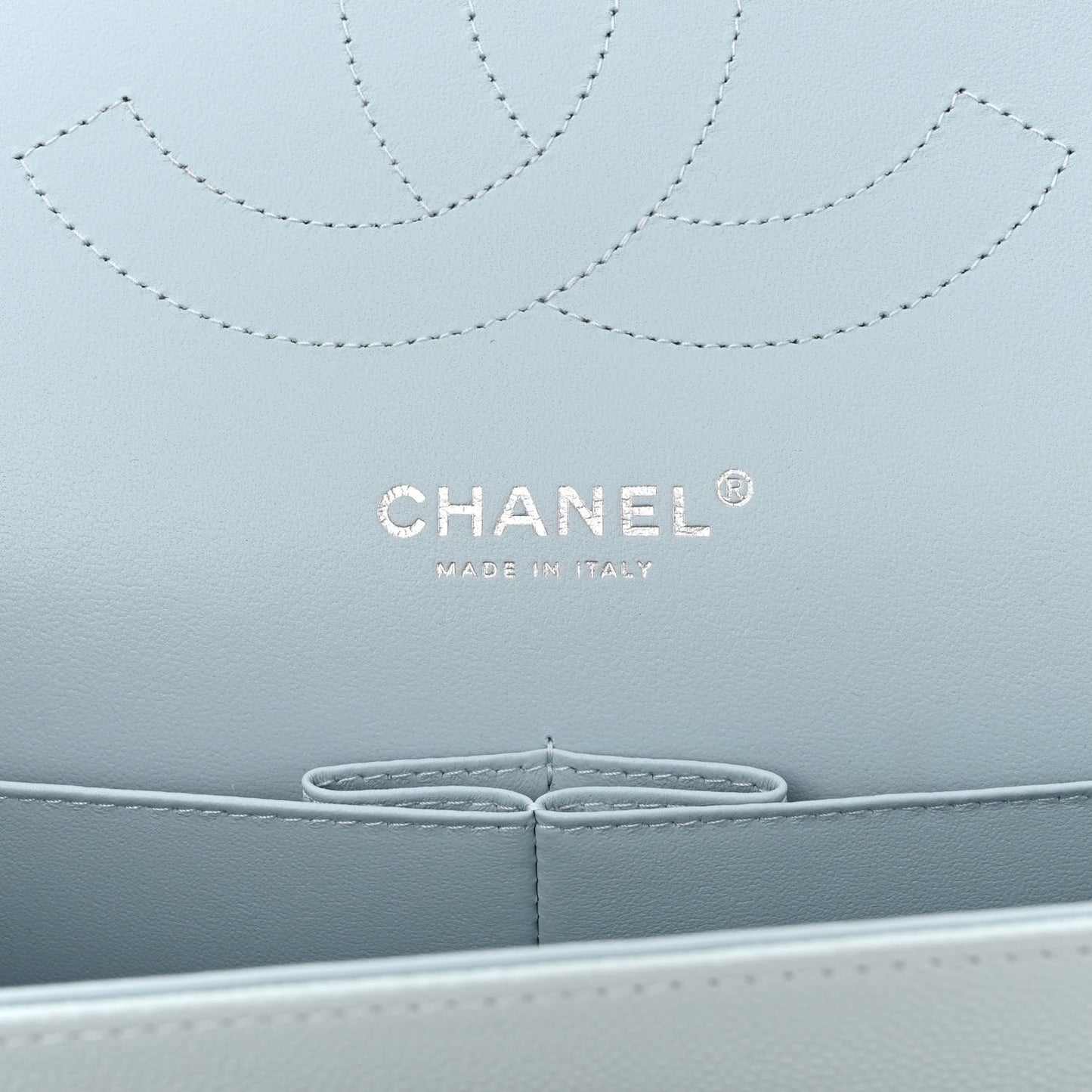 Caviar Quilted Jumbo Double Flap Light Blue