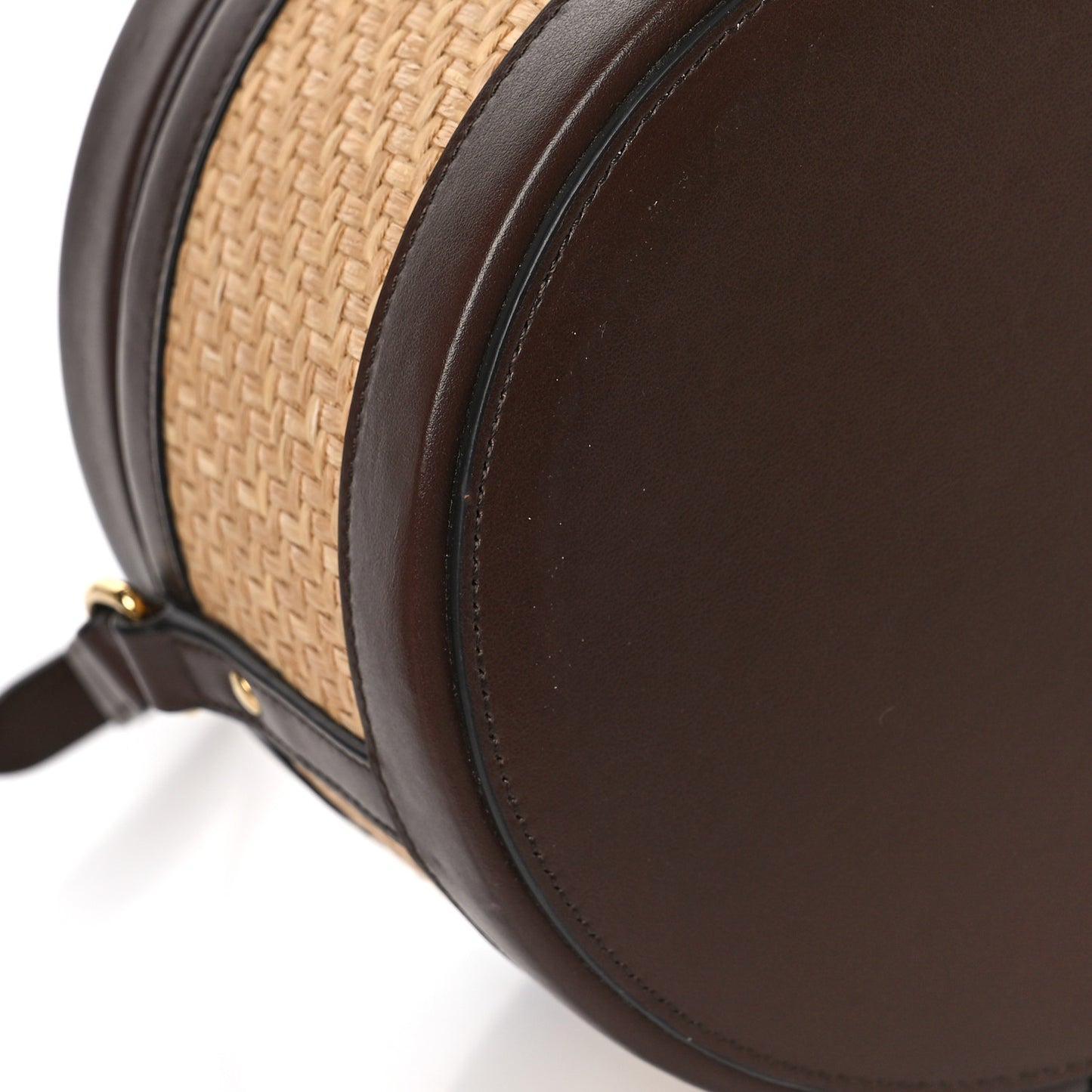 Raffia Calfskin Triomphe Medium Tambour Bag Natural