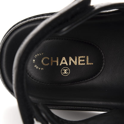Chanel Grained Calfskin Velcro Dad Sandals 39.5 Black 8 of 10