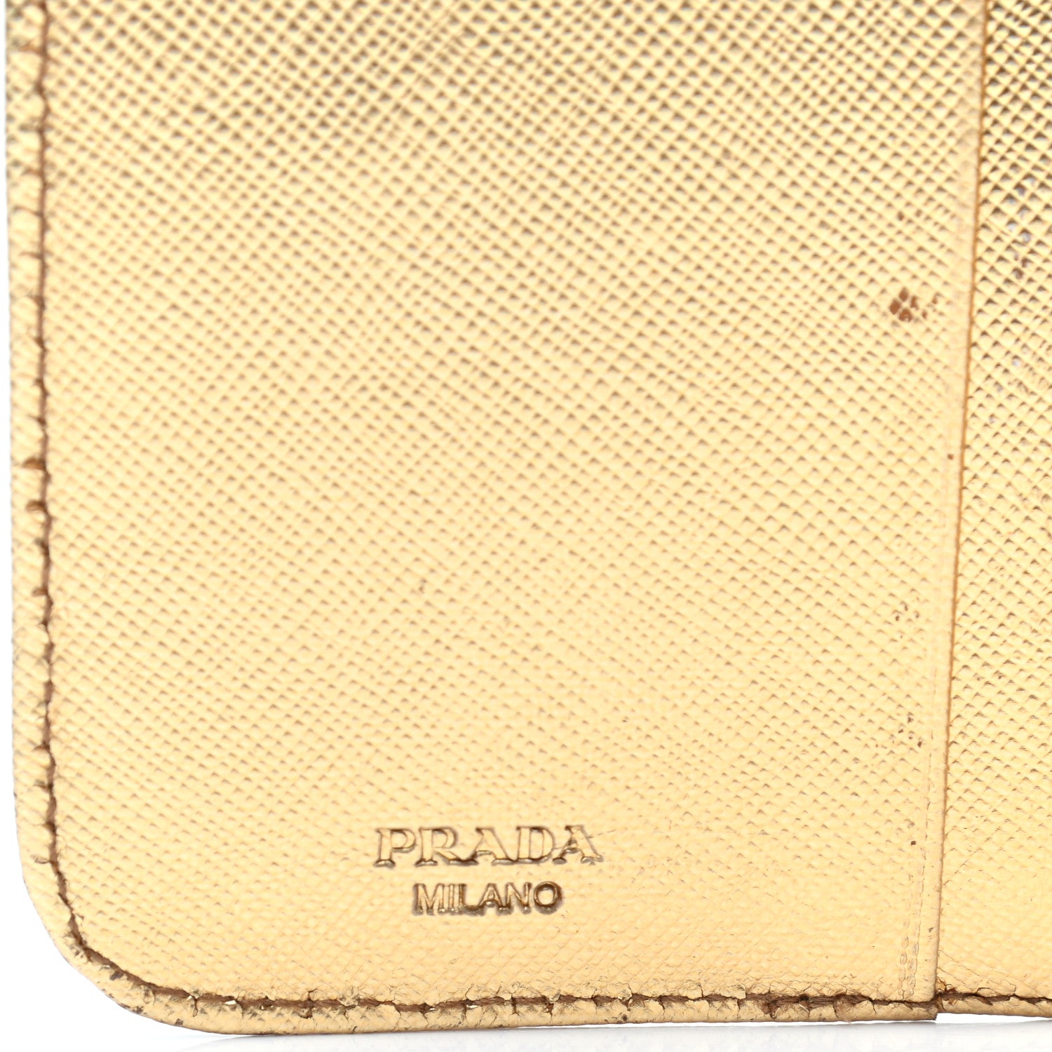 Prada Metallic Saffiano Compact Zip Around Wallet Gold 12 of 26