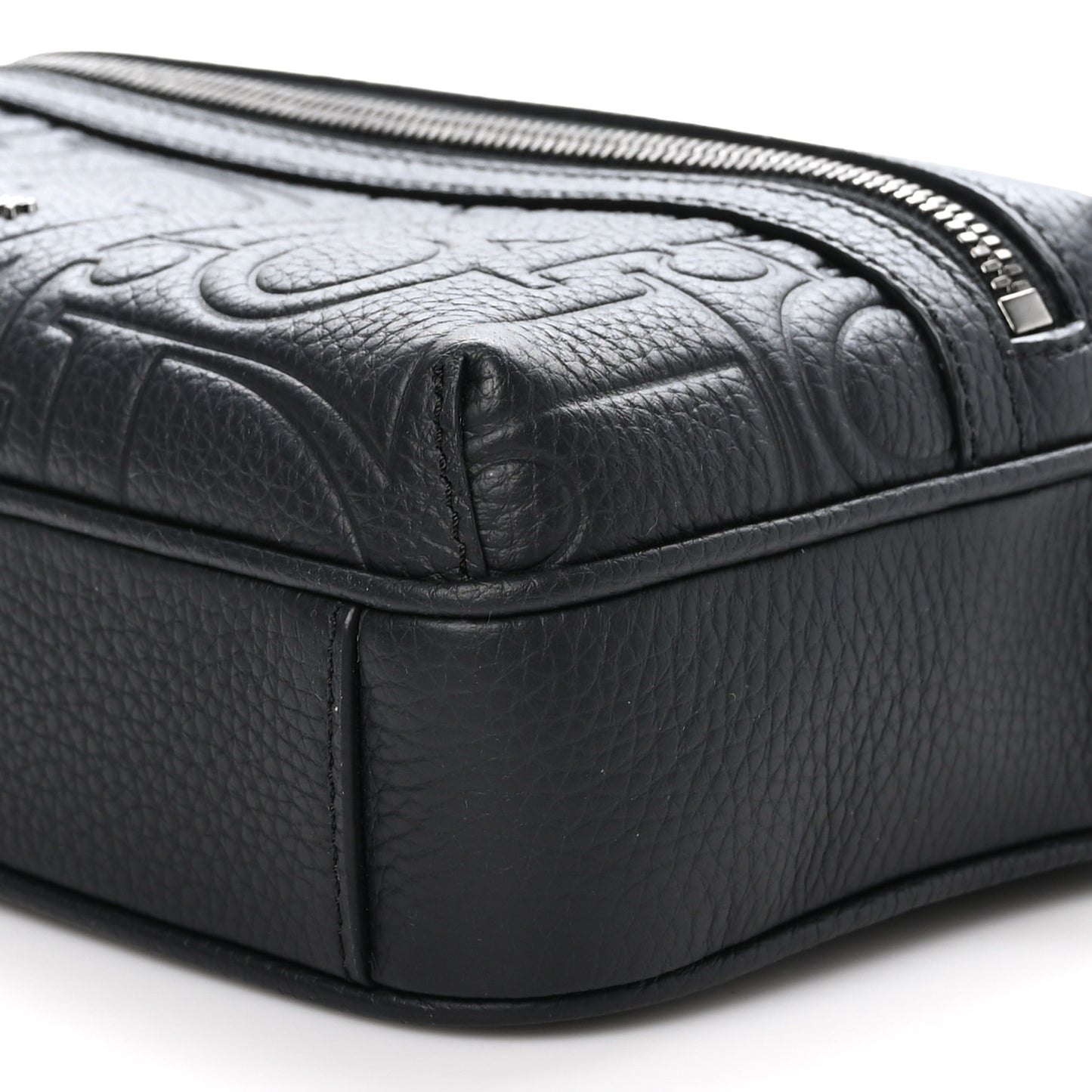 Grained Calfskin Embossed Dior Gravity Rider Zipped 2.0 Messenger Black