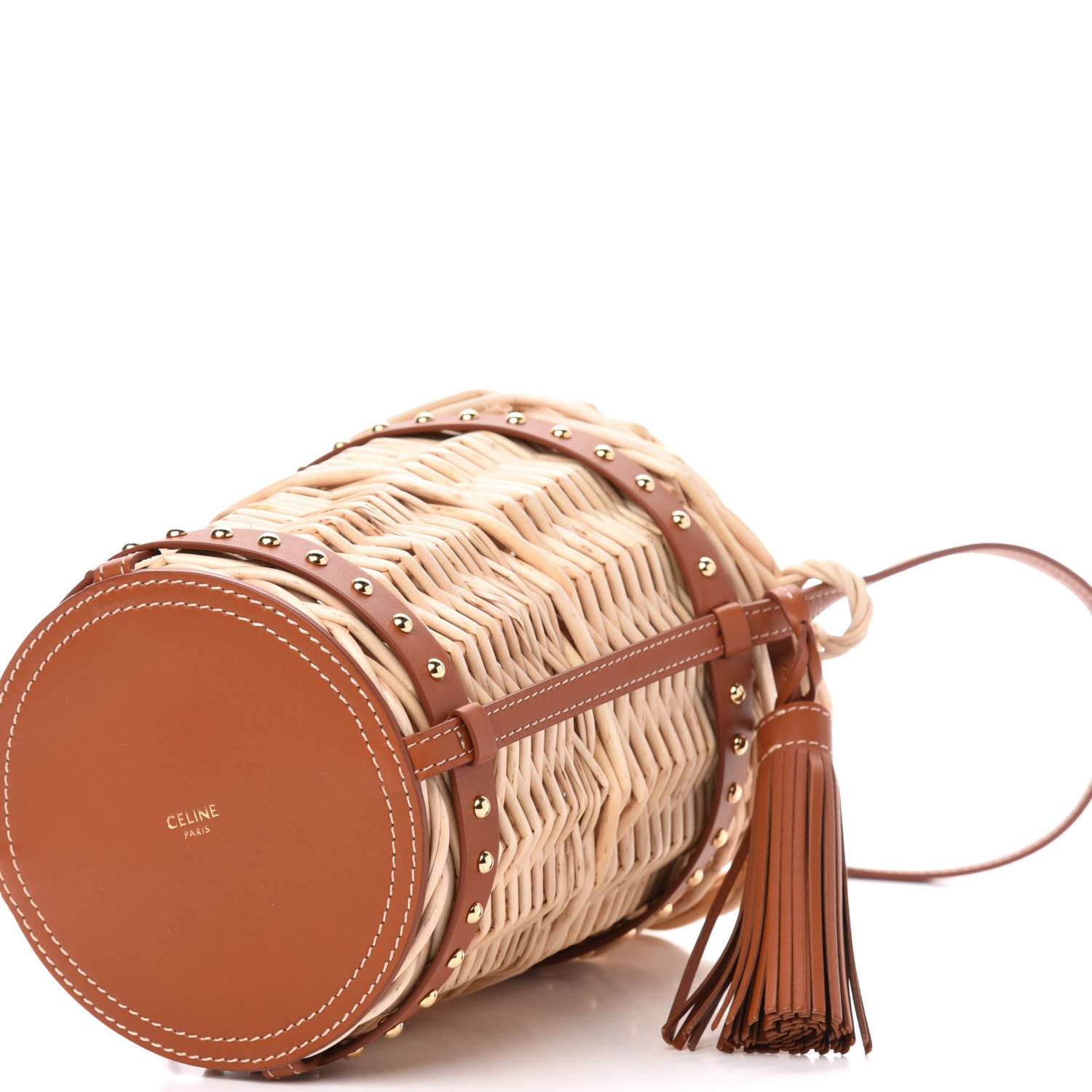 Celine Wicker Calfskin Mini Panier Bucket Bag Natural Tan 8 of 11