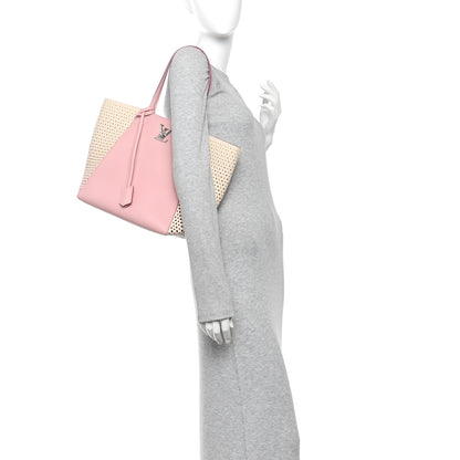 Louis Vuitton Calfskin Perforated Lockme Cabas Rose Poudre Creme 2 of 12