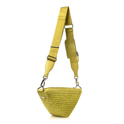Prada Yarn Raffia Effect Crochet Triangle Shoulder Bag Giallo 3 of 11