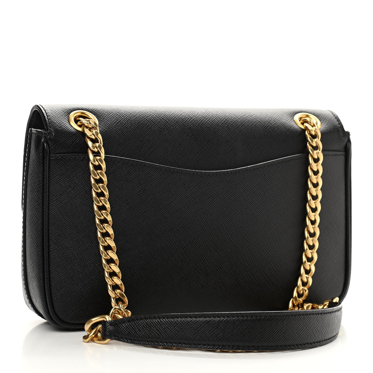 Prada Saffiano Flap Shoulder Bag Black 3 of 10