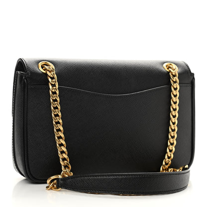 Prada Saffiano Flap Shoulder Bag Black 3 of 10