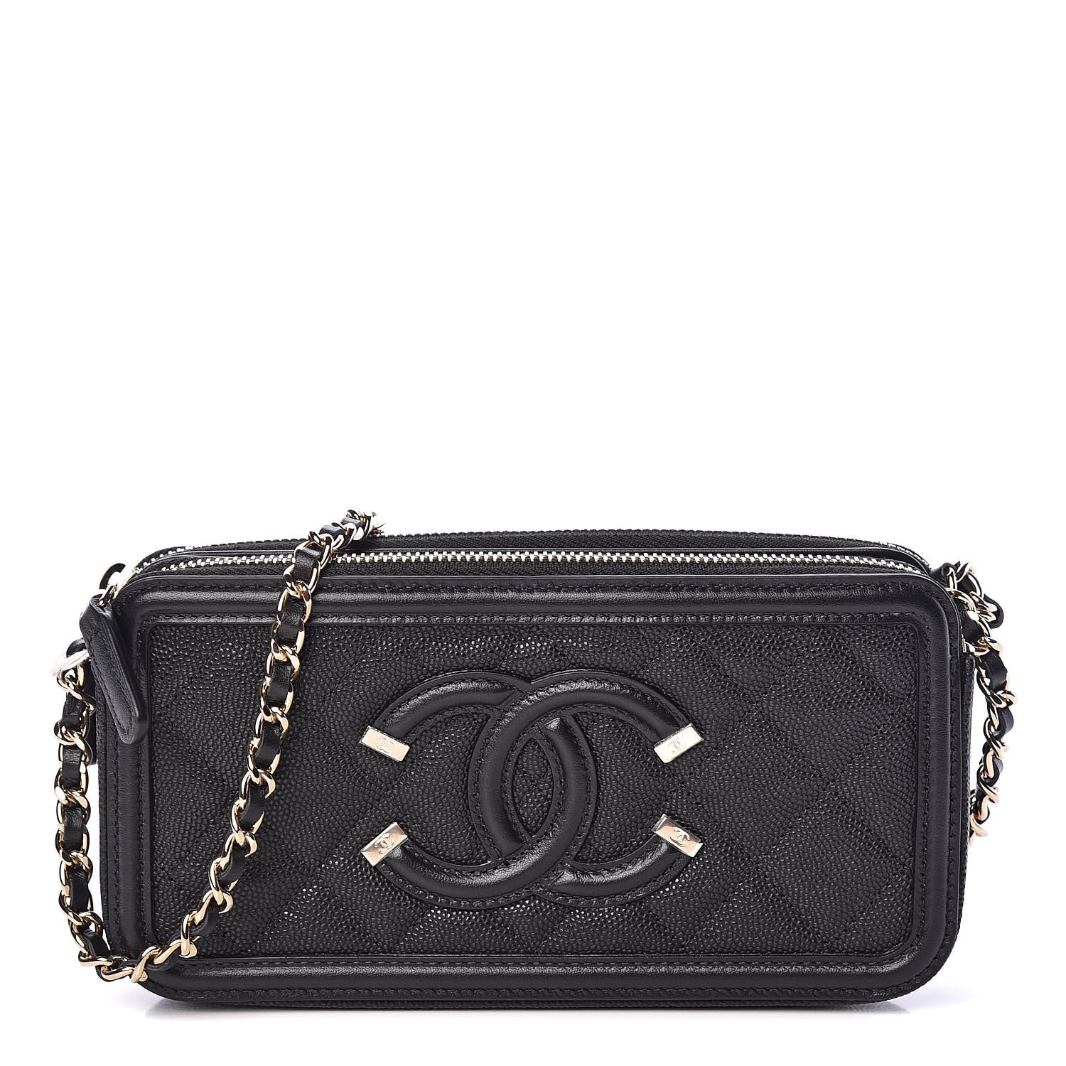 Chanel Caviar Quilted CC Filigree Clutch With Chain Black 1 of 14
