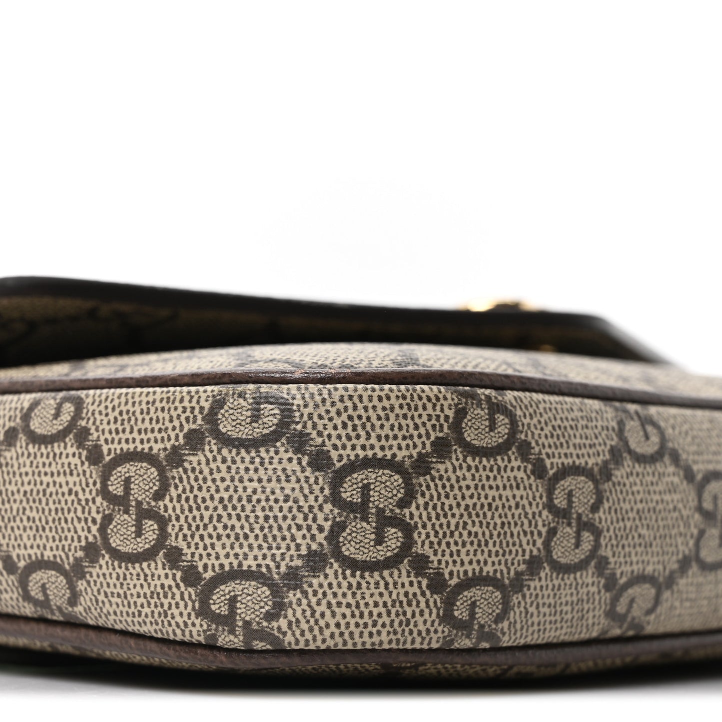 GG Supreme Monogram Textured Dollar Calfskin Web Mini Ophidia Envelope Shoulder Bag Beige Ebony
