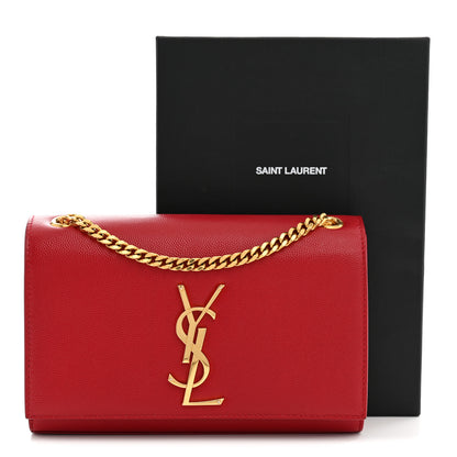 Saint Laurent Grain De Poudre Small Monogram Kate Satchel Red 11 of 11