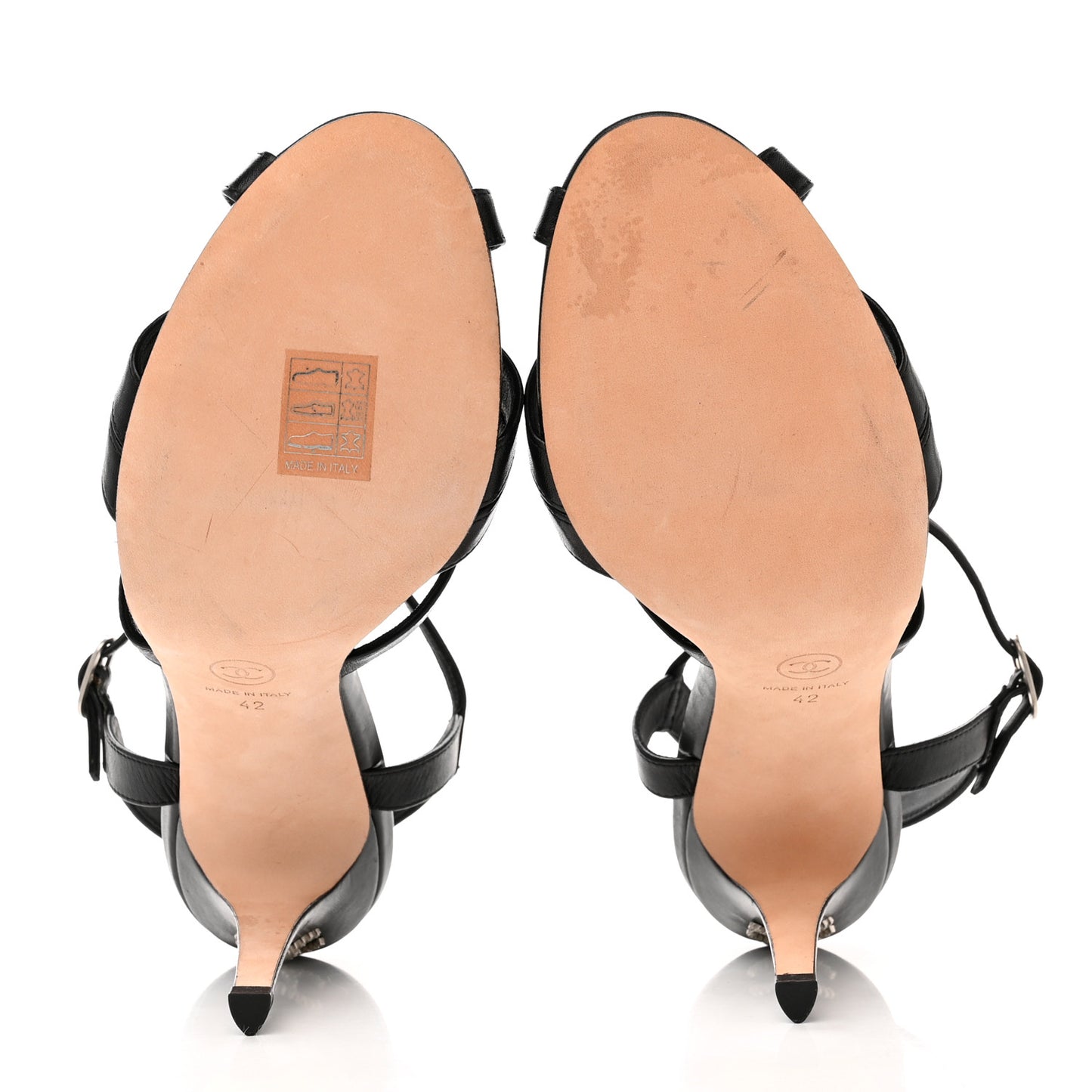 Lambskin CC Moonlight Strappy Sandals 42 Black