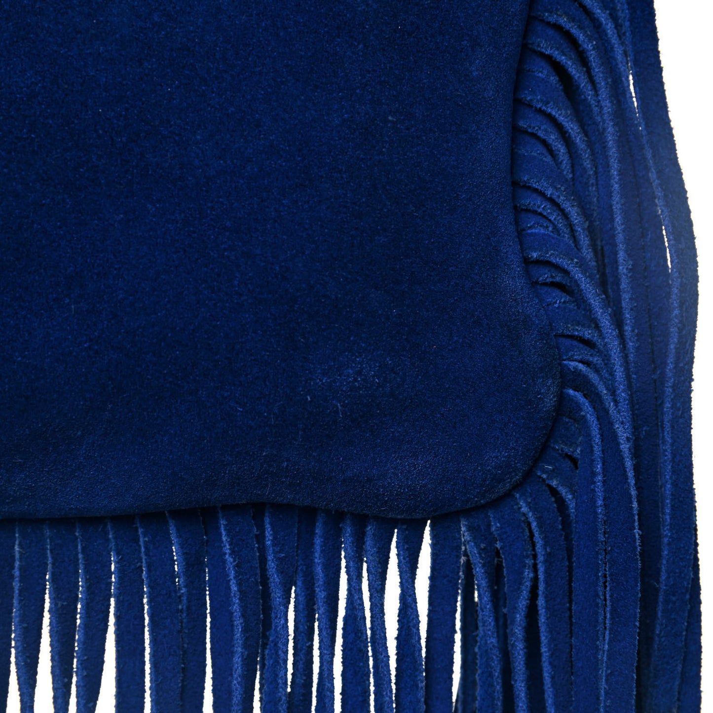 Suede Calfskin Small Fringe Crossbody Bag Blue