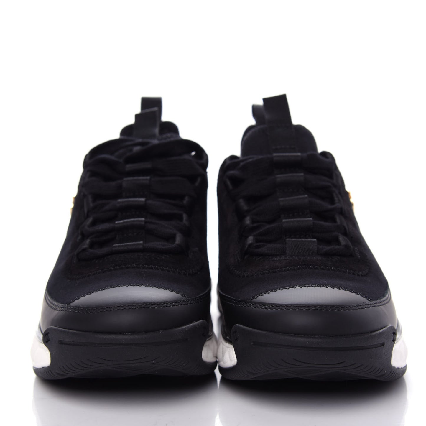 Velvet Calfskin Mixed Fibers CC Sneakers 37 Black
