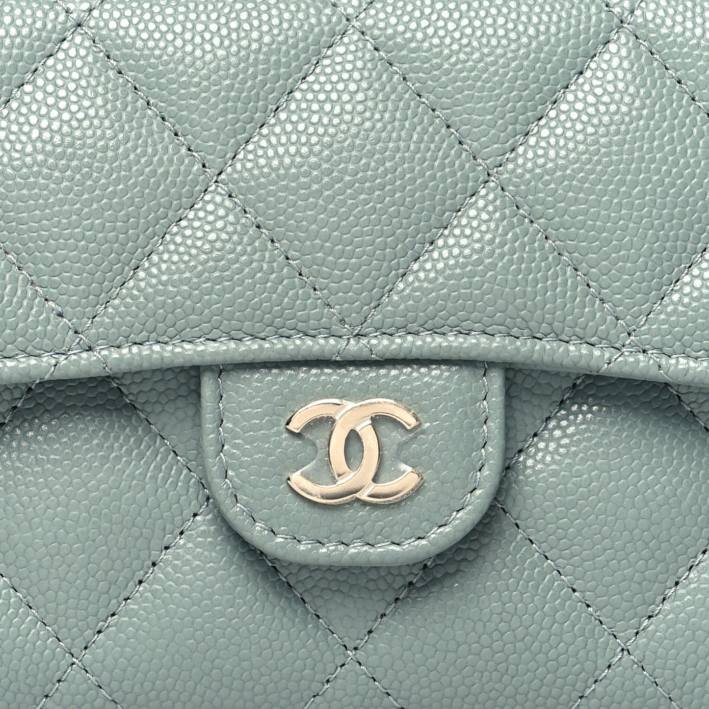 Caviar Quilted Medium Flap Wallet Light Blue
