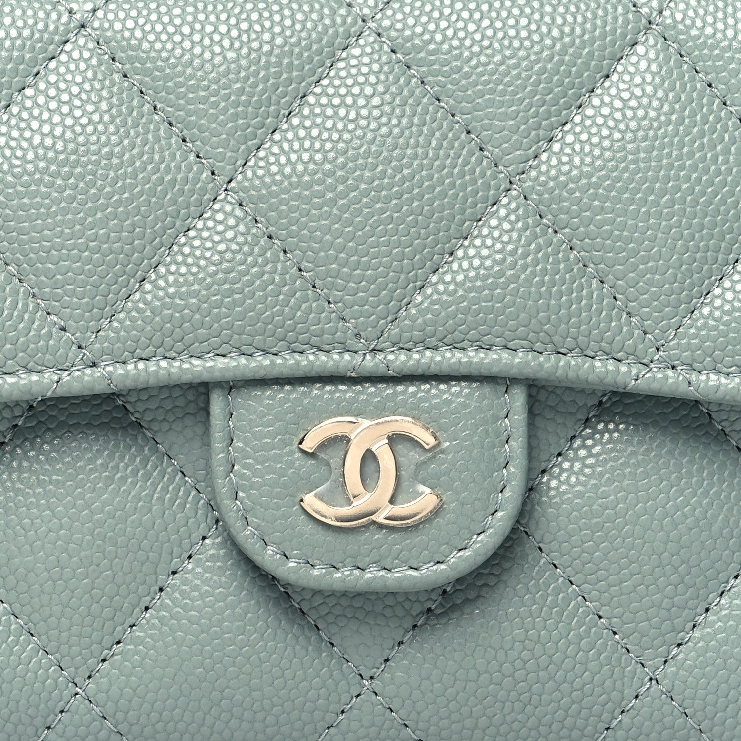 Chanel Caviar Quilted Medium Flap Wallet Light Blue 9 of 10