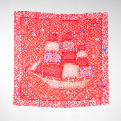 Hermes Silk Bateau Fleuri Scarf 90 Rouge Rose Poudre Bleu 2 of 6