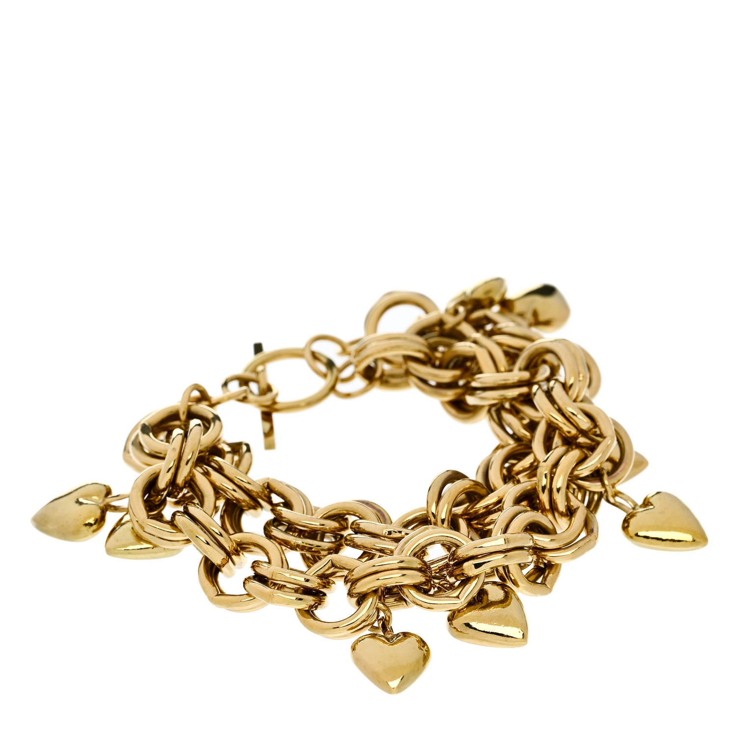 Saint Laurent Multi Chain Heart Charm Bracelet Gold 1 of 4